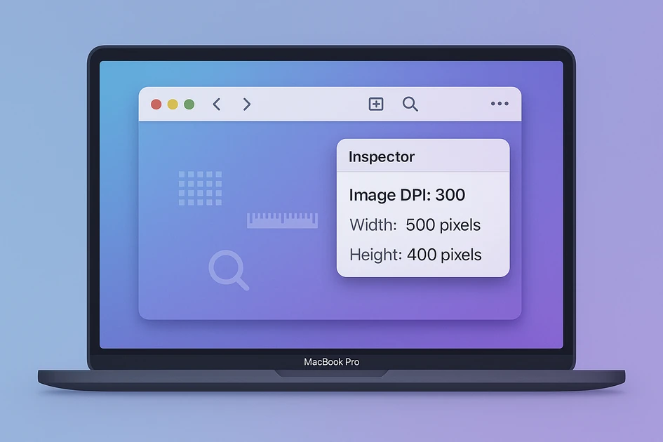 맥 미리보기 앱의 인스펙터 창에서 이미지 해상도와 DPI 정보를 확인하는 화면 예시