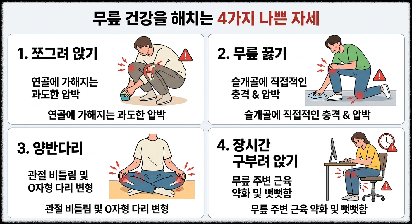 무릎에 좋지않은 자세
