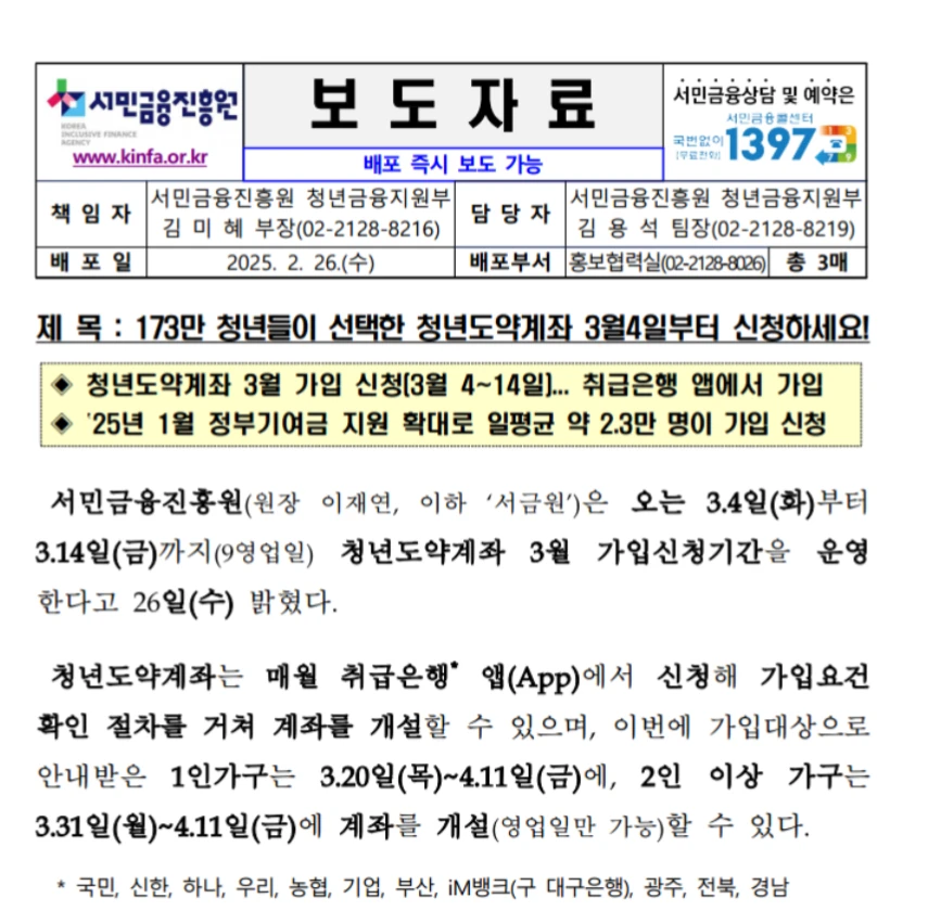 2025년 3월 청년도약계좌