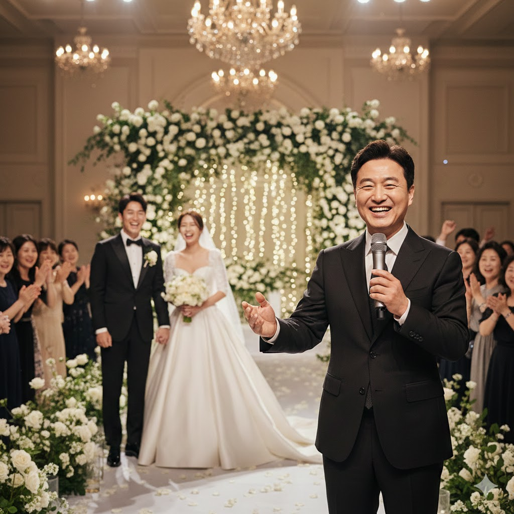 사회자의 작은 미소가 식장 전체의 분위기를 바꾸는 모습