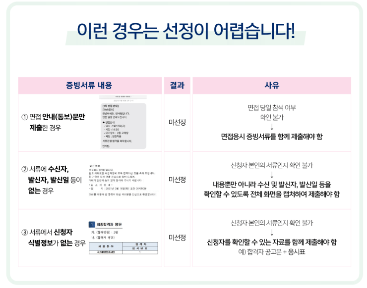 선정제외 경우