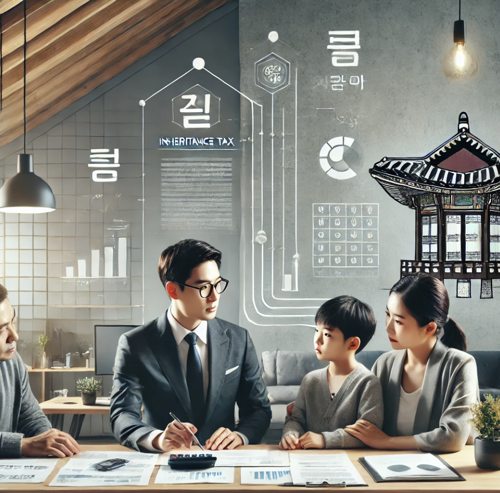 가족과 재정 전문가가 함께 상속 계획을 세우는 장면