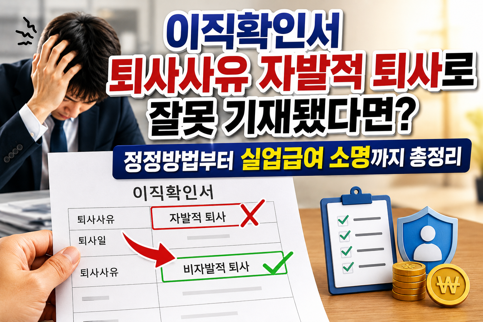 이직확인서 퇴사사유 자발적 퇴사로 잘못 기재됐다면? 정정방법부터 실업급여 소명까지 총정리 관련 사진