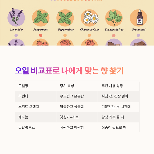 스트레스 해소용 오일 비교표