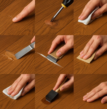 마루바닥 찍힘과 긁힘 ,관리하는 모습