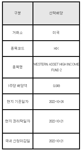 미국주식 선택배당 안내 HIX