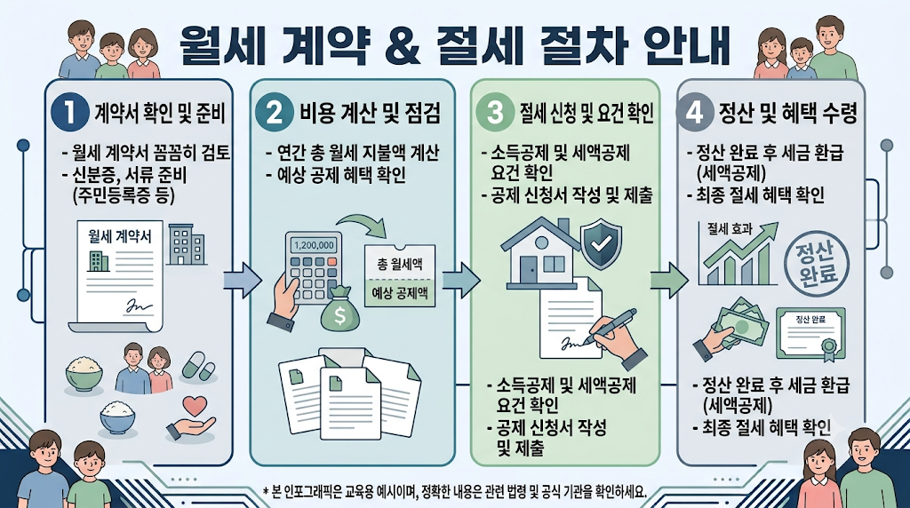 월세 세액공제의 대상과 공제율을 안내하는 생활금융 인포그래픽