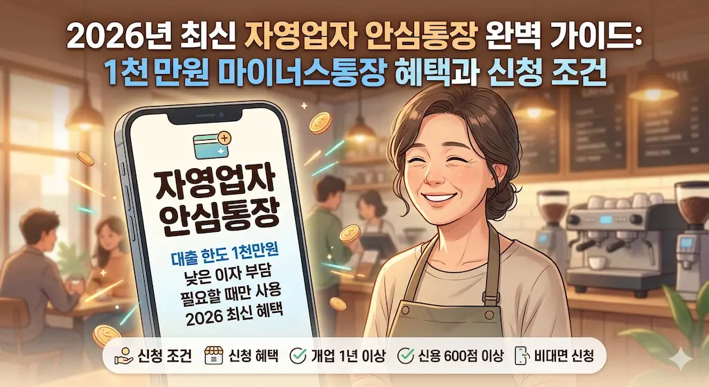 2026년 최신 자영업자 안심통장 완벽 가이드: 1천만원 마이너스통장 혜택과 신청 조건