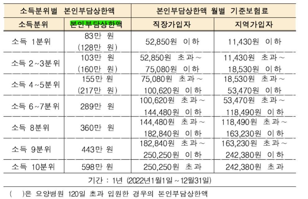 본인부담 상한액기준