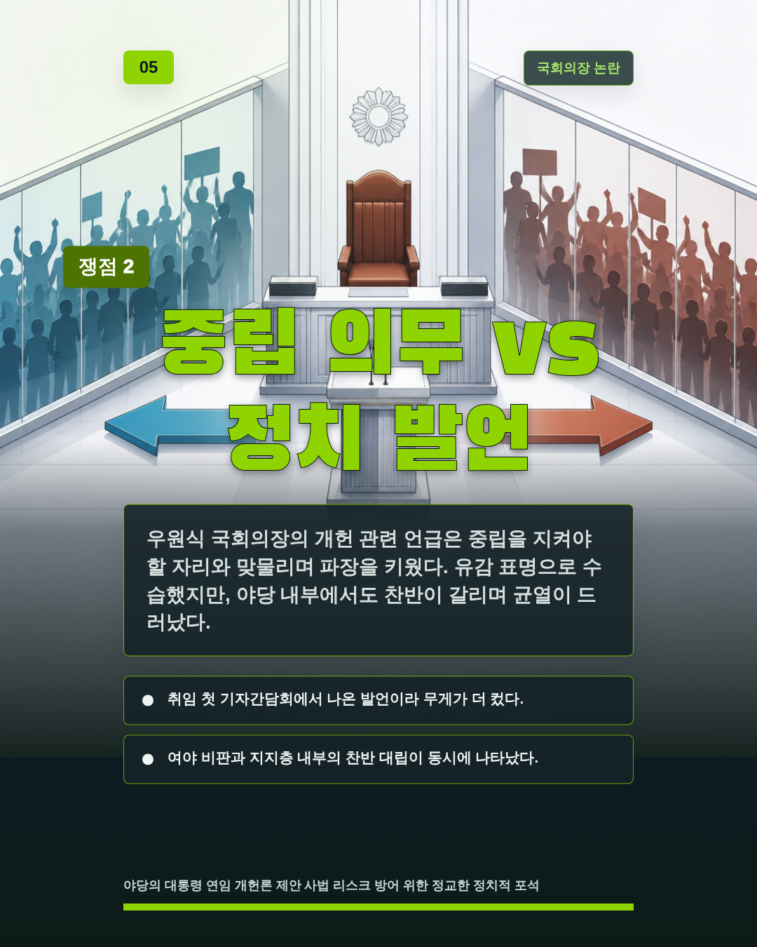 중립 의무 vs 정치 발언