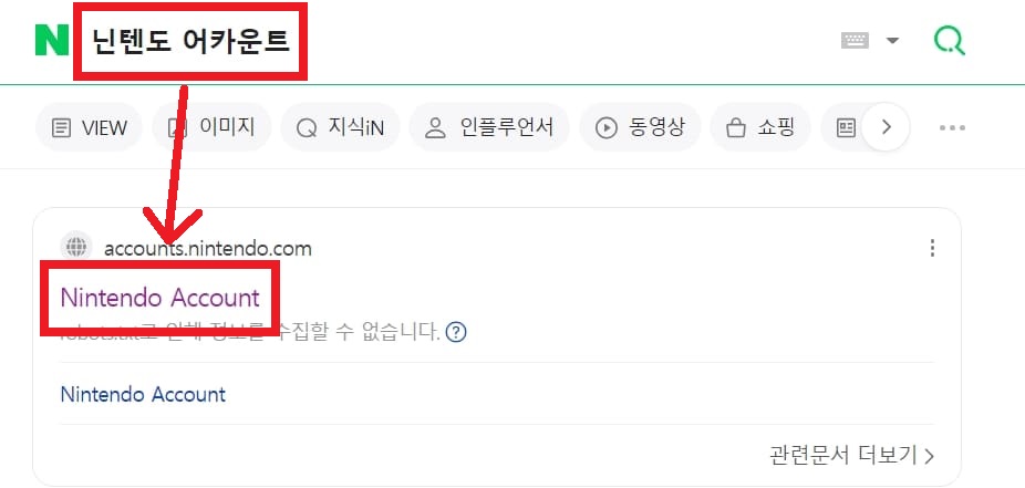닌텐도 어카운트 검색