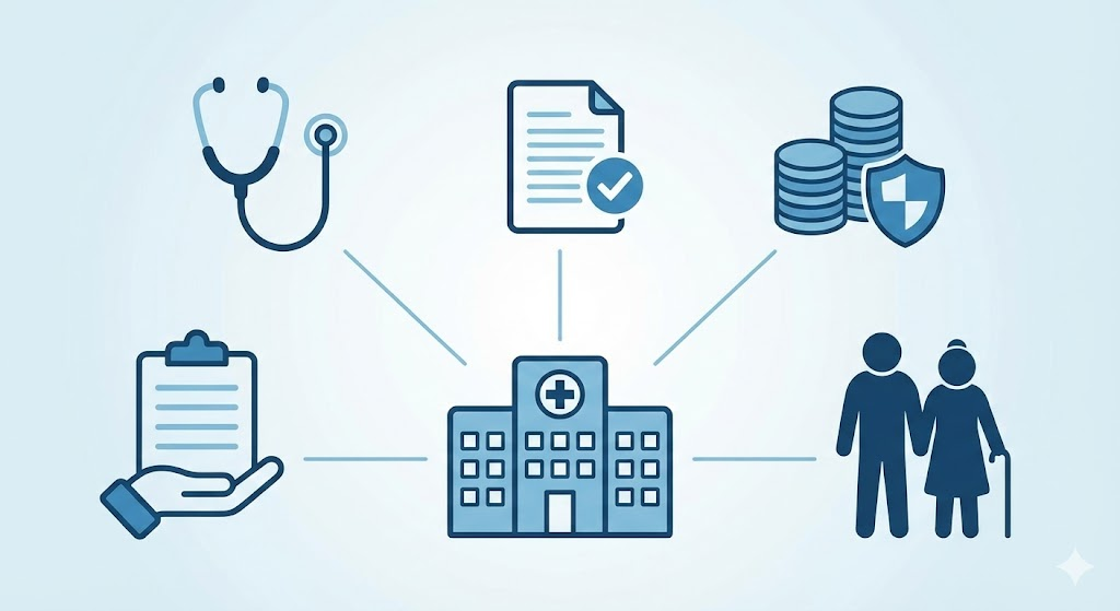 2026년 요양병원 간병비 급여화 정책 및 지원 체계 인포그래픽