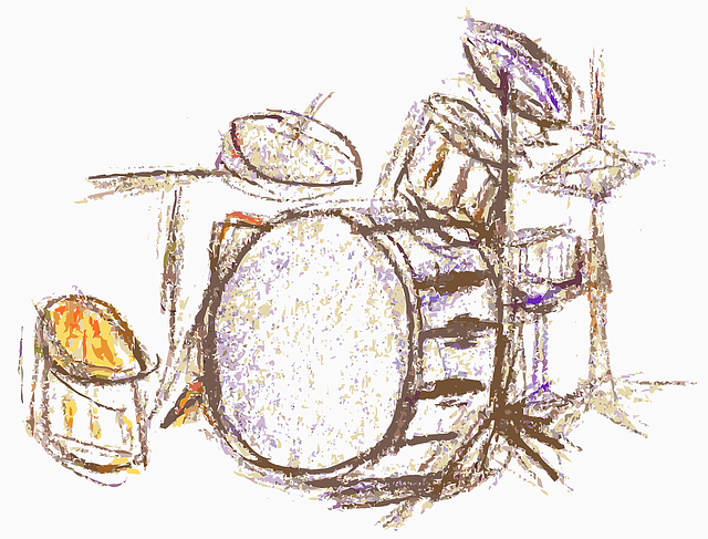 드럼 손그림 스케치