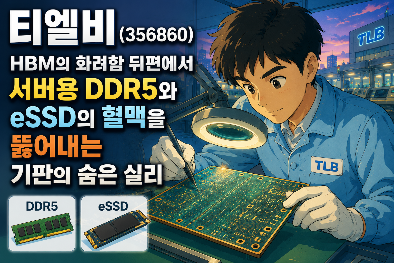 티엘비(356860)｜HBM의 화려함 뒤편에서 서버용 DDR5와 eSSD의 혈맥을 뚫어내는 기판의 숨은 실리