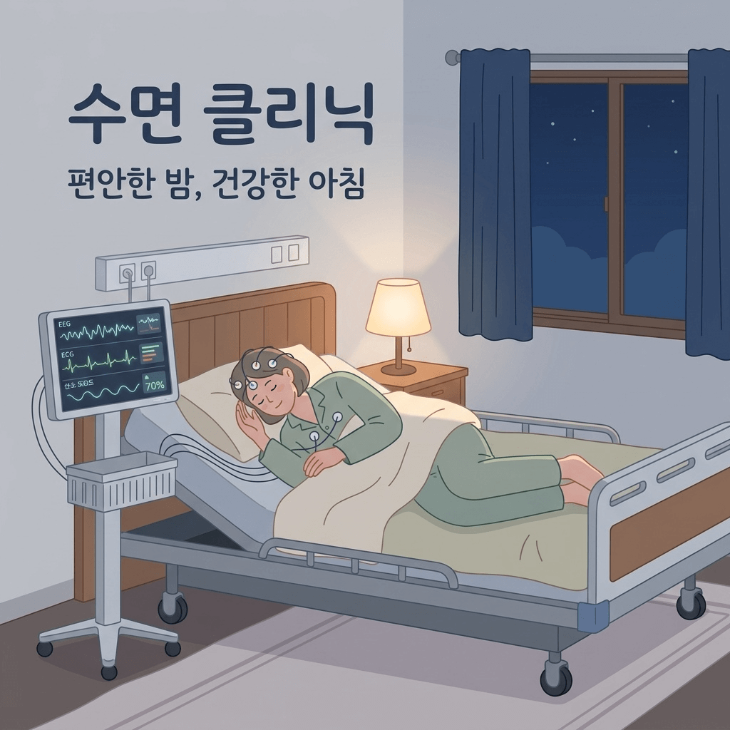 수면다원검사 병원 검사 과정 일러스트