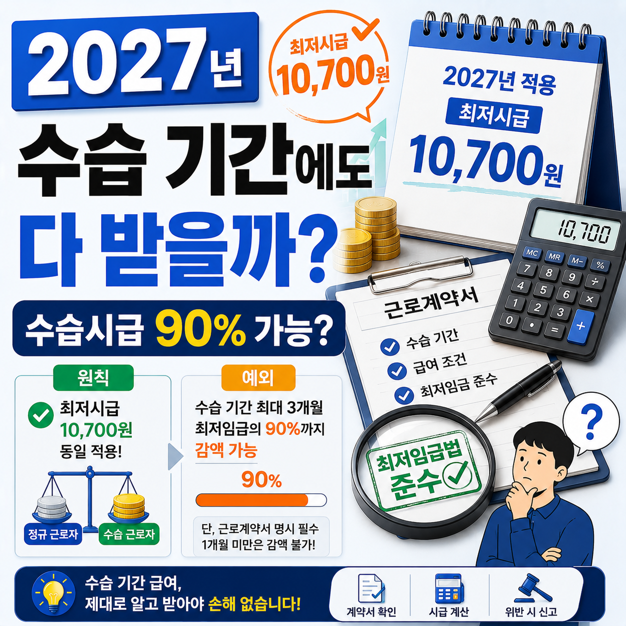 수습 기간 최저시급 계산하는 모습