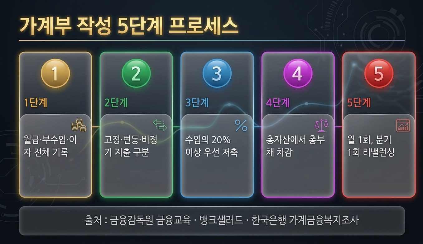 가계부 작성 5단계 프로세스