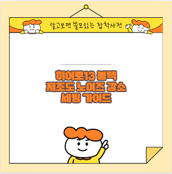 히어로13 블랙 저조도 노이즈 감소 세팅 가이드