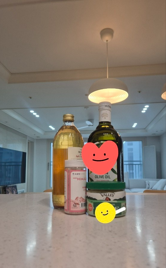 매일 아침 혈당 관리를 위해 챙기는 애사비, 올리브오일, 히말라야 핑크솔트