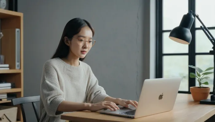AI 영상 만들기 툴을 노트북으로 비교 분석하는 중인 모습