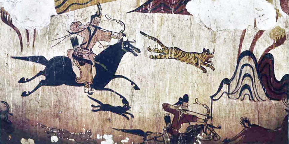 고구려 고분 벽화 무용총 <수렵도>