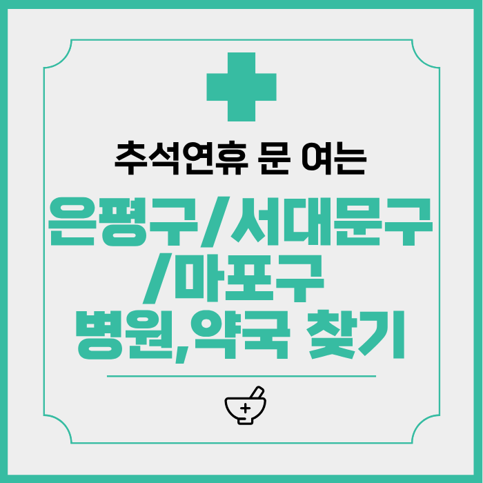 추석 연휴 문 여는 은평구/서대문구/마포구 병원,약국 찾기