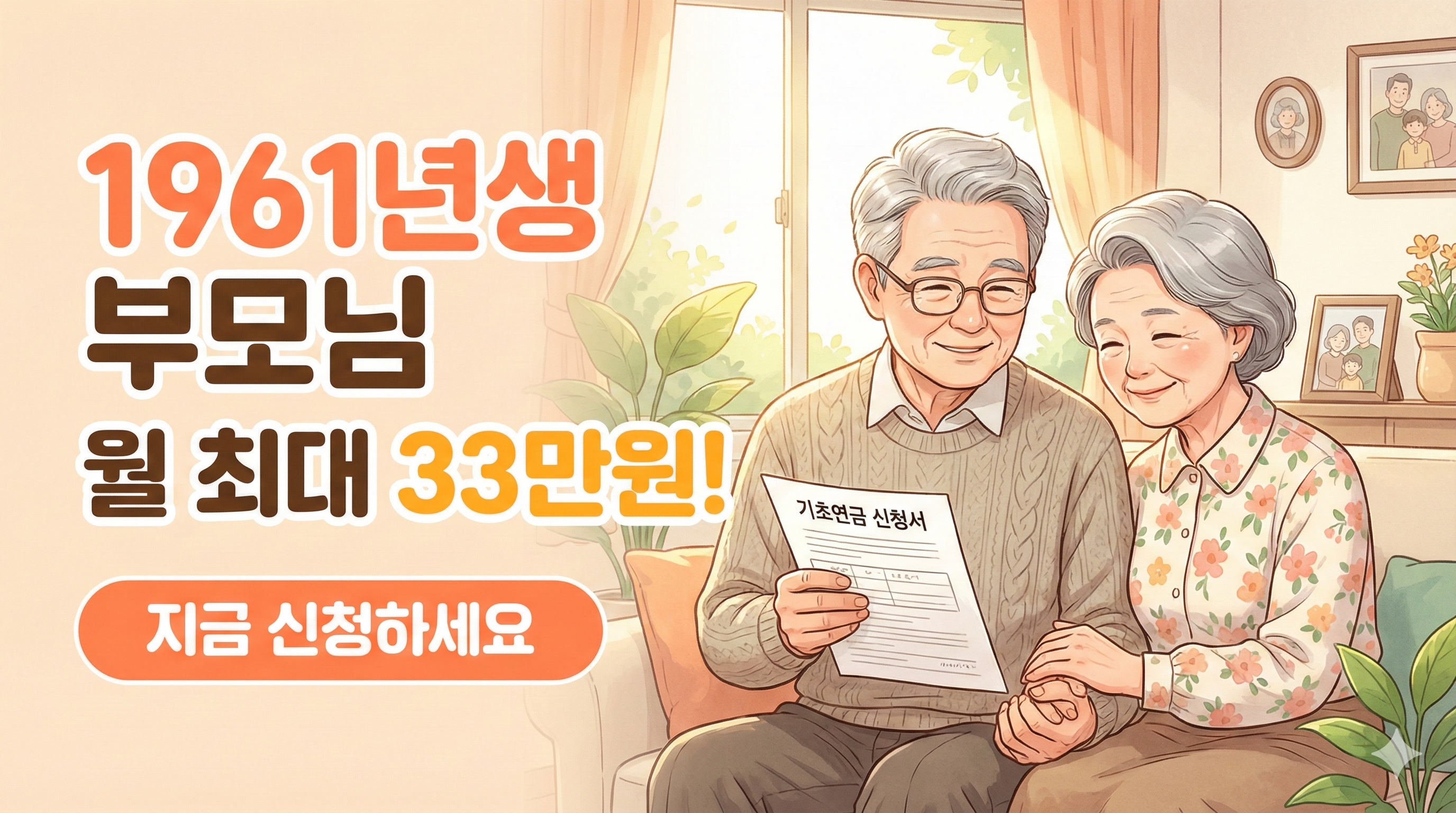 1961년생 부모님 기초연금 신청 월 최대 33만원
