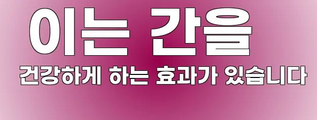  이는 간을 건강하게 하는 효과가 있습니다