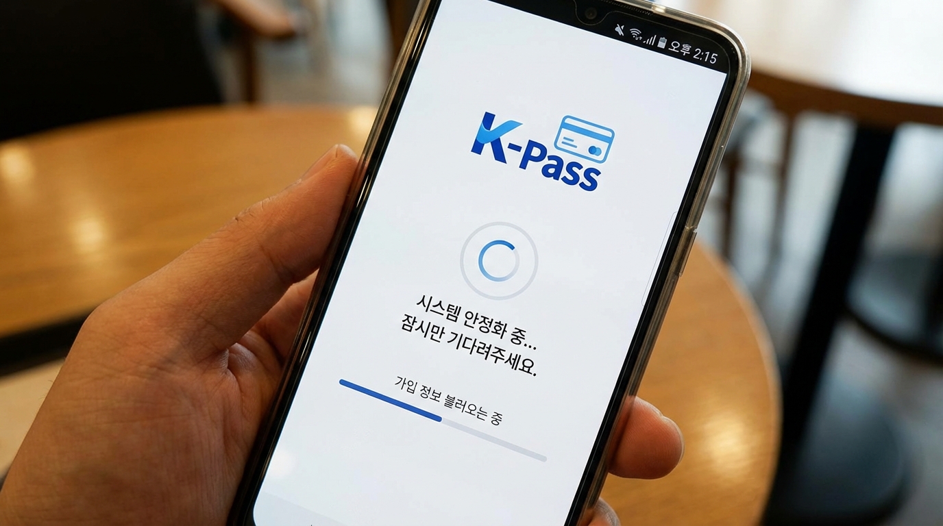 K-패스 앱 등록 중 발생하는 무한 로딩 현상을 해결하기 위한 시스템 안정화 대기 예시