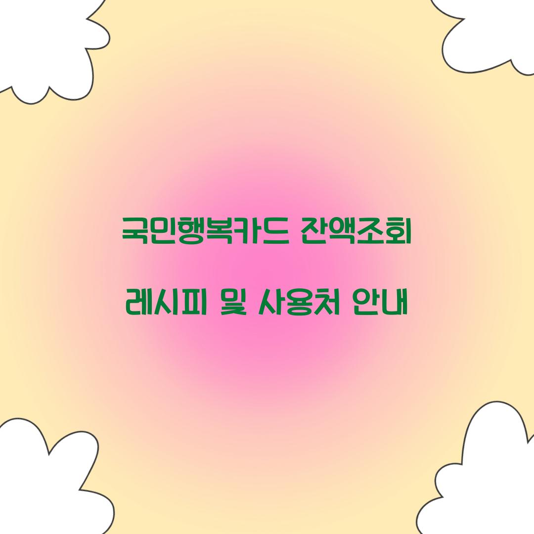 국민행복카드 잔액조회