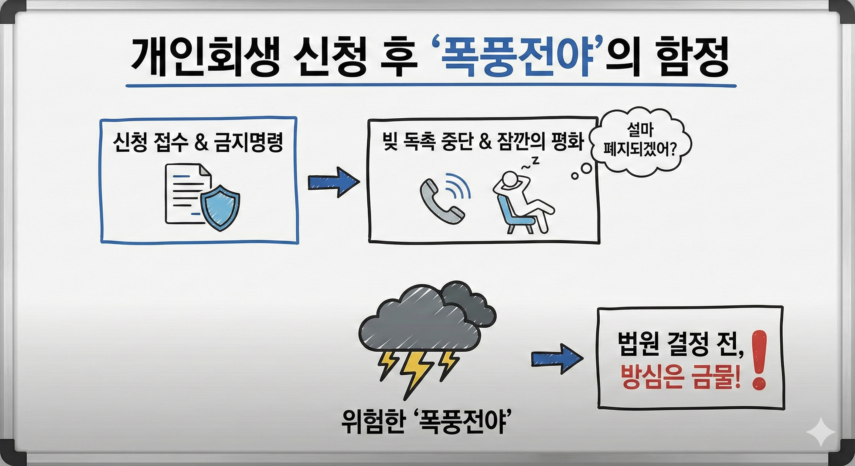 개인회생 신청 서류 더미와 계산기"