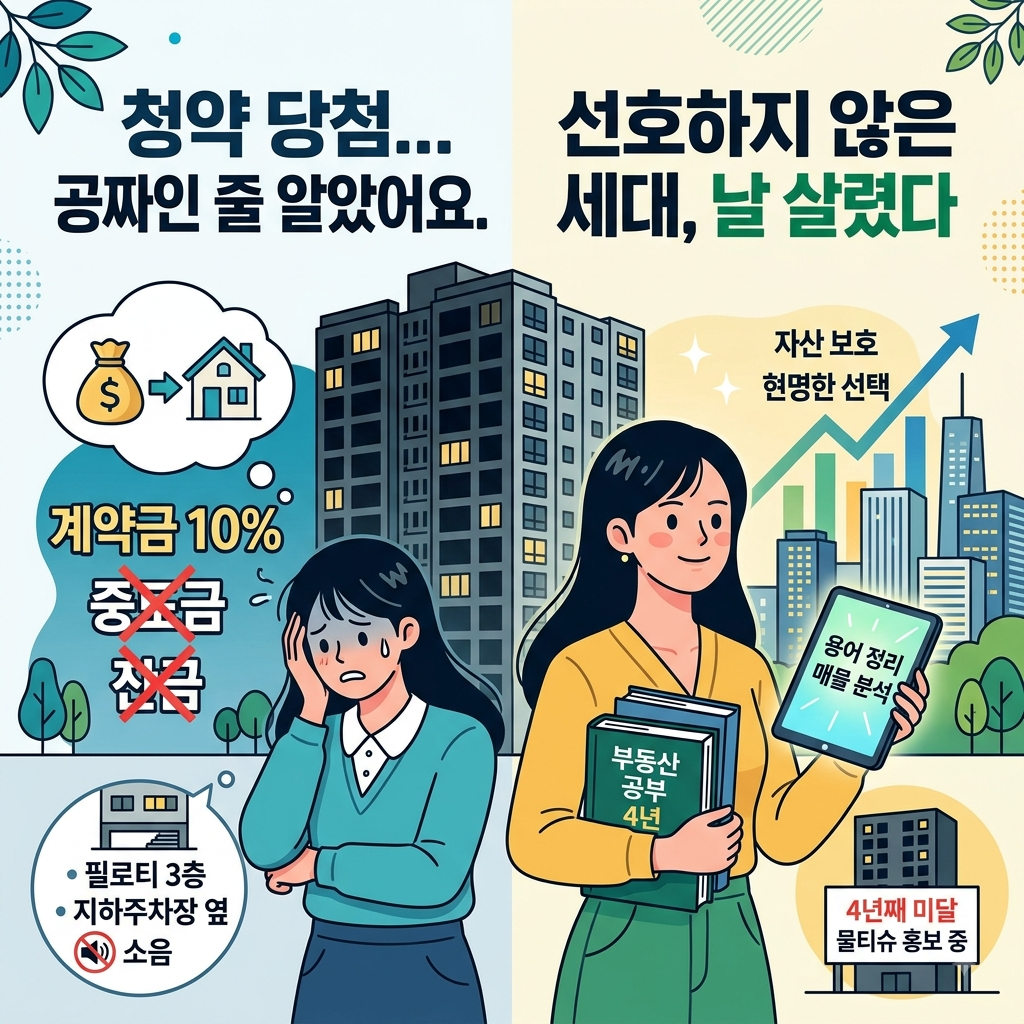 청약 미달 난 그 아파트, 4년째 물티슈 홍보 중이다