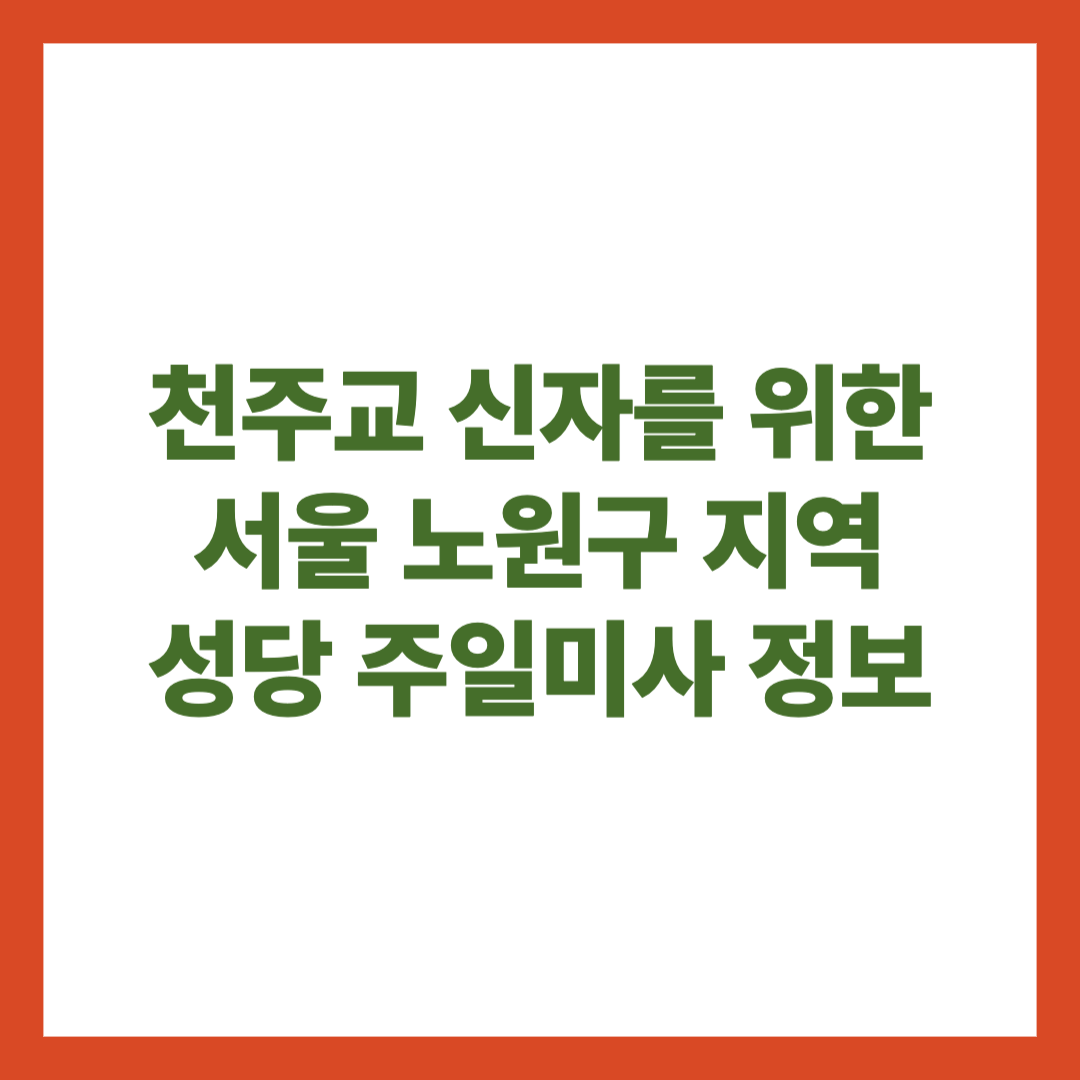 천주교 신자를 위한 서울 노원구 지역 성당 주일미사 정보