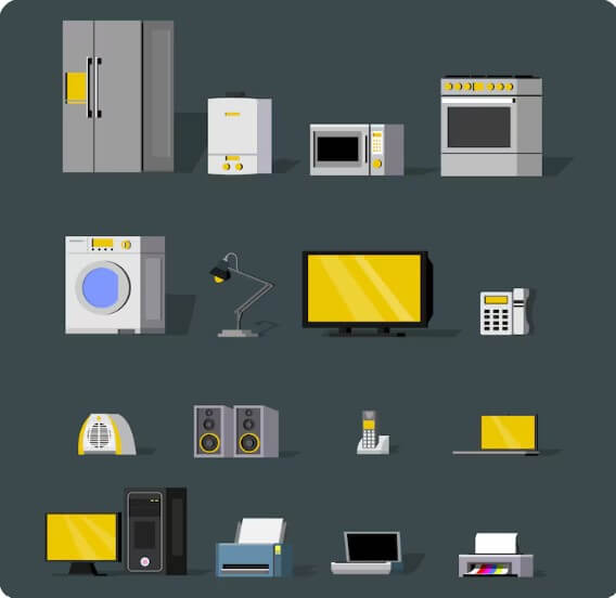 여러 종류의 가전 제품들