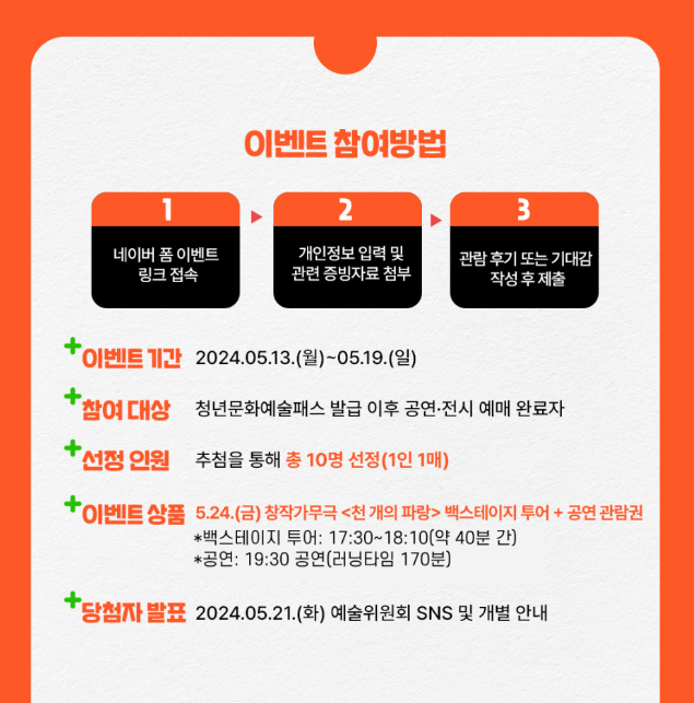 청년문화예술패스 이용가능한 공연 및 전시