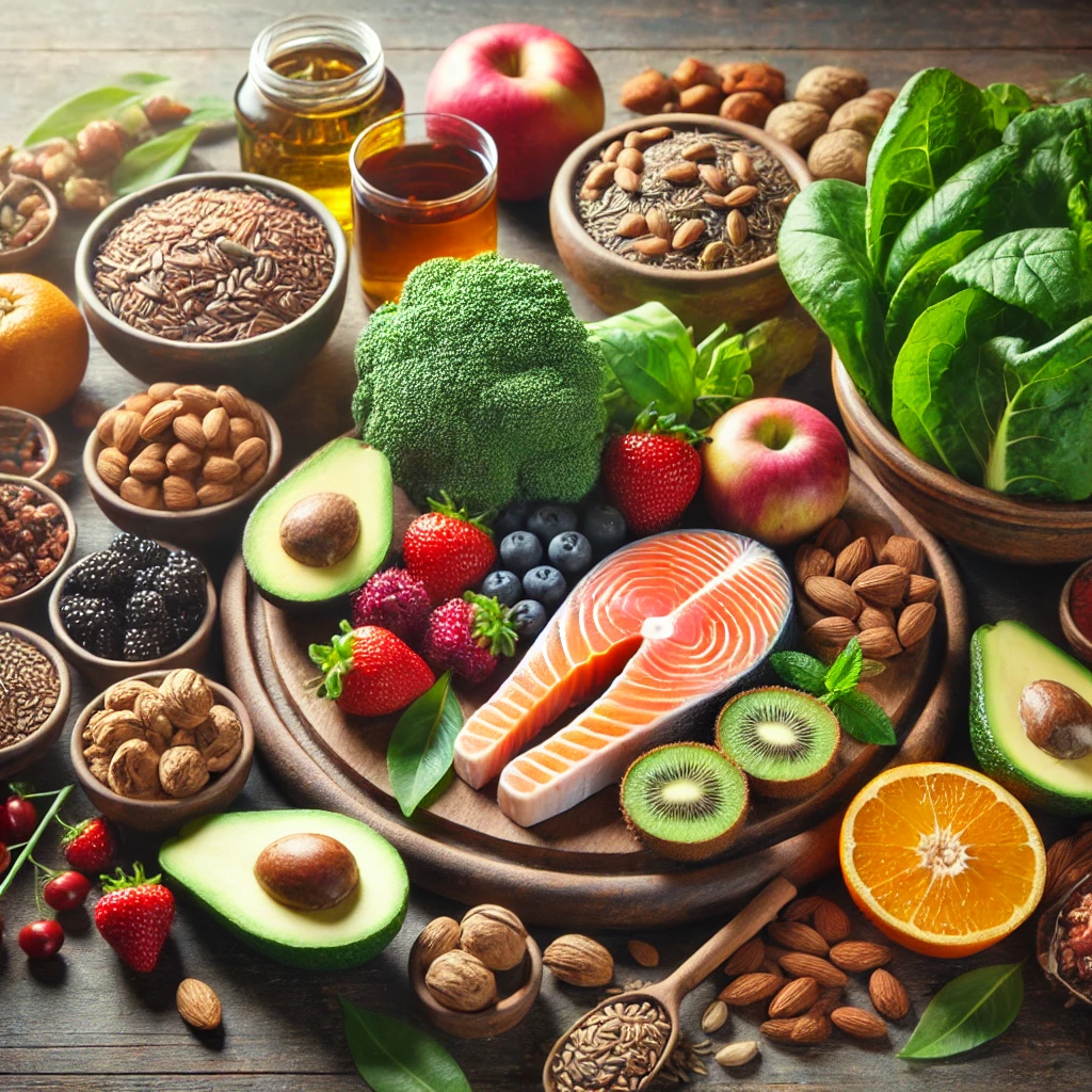 견과류와 채소 및 과일