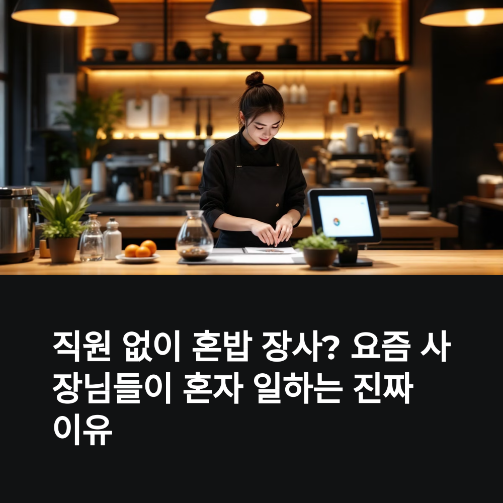 혼자 일하고 있는 여성 모습