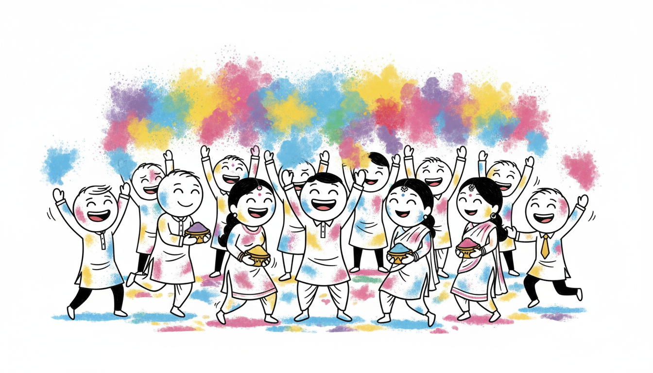 인도 훌리 축제 봄맞이 오색 가루 뿌리며 즐거운 사람들