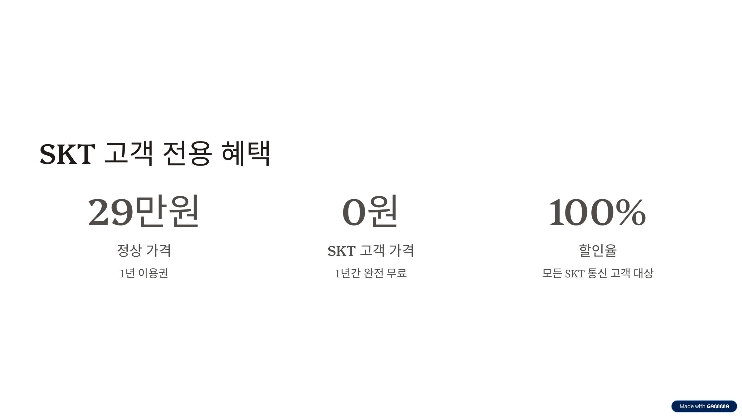SKT 고객이라면 1년간 무료!