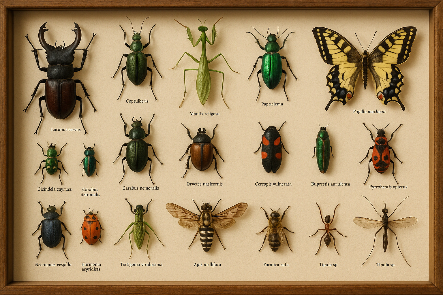 진열형 보관되어 있는 곤충표본 사진