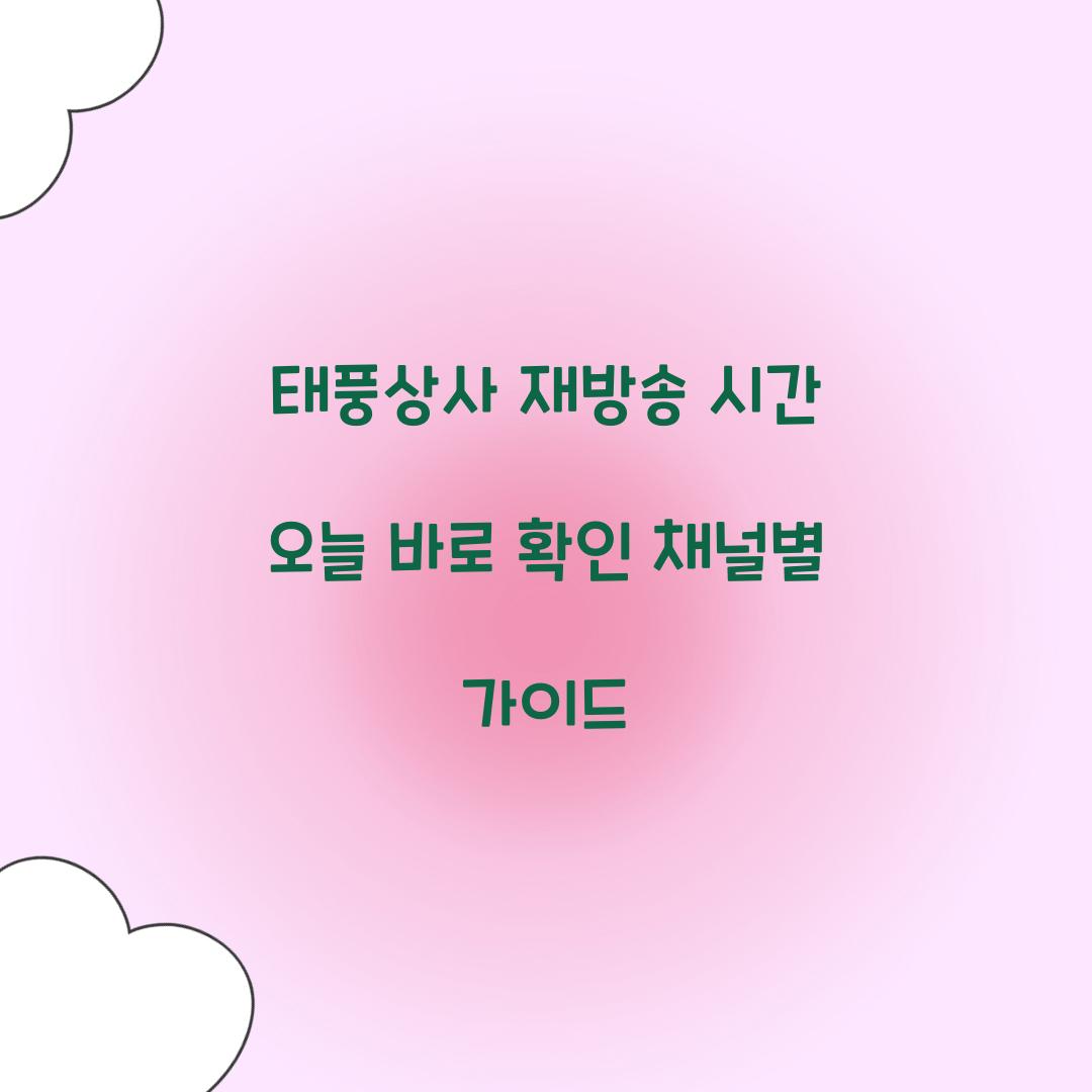 태풍상사 재방송 시간