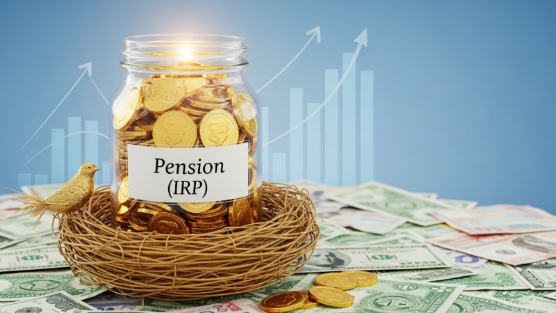 세액공제 혜택을 상징하는 금화가 가득 찬 연금저축 및 IRP 저축통장 이미지