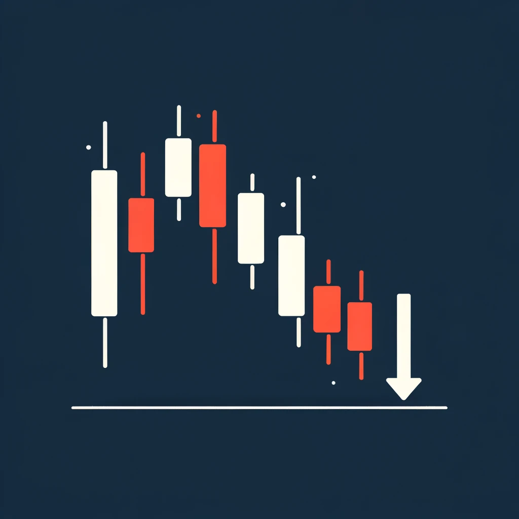 Minimalistic illustration of a stop-loss event in stock trading, showing a sharp decline breaking below the stop-loss level. AI-generated.