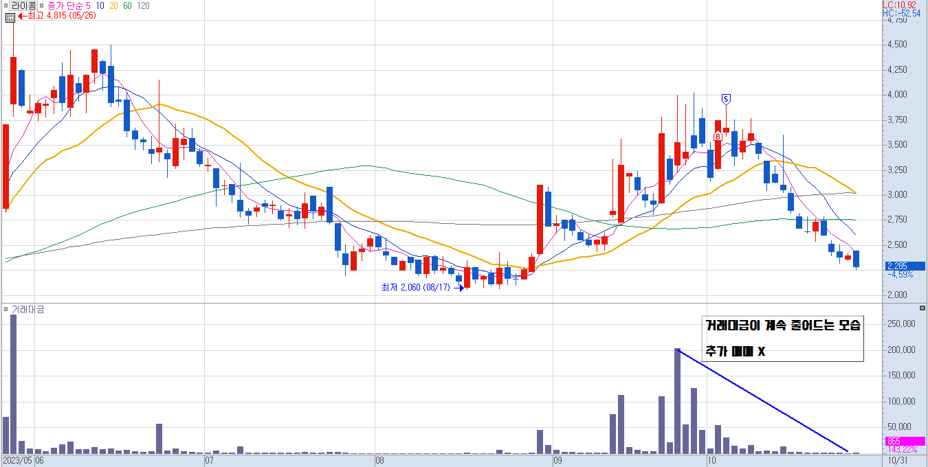라이콤 일봉 차트