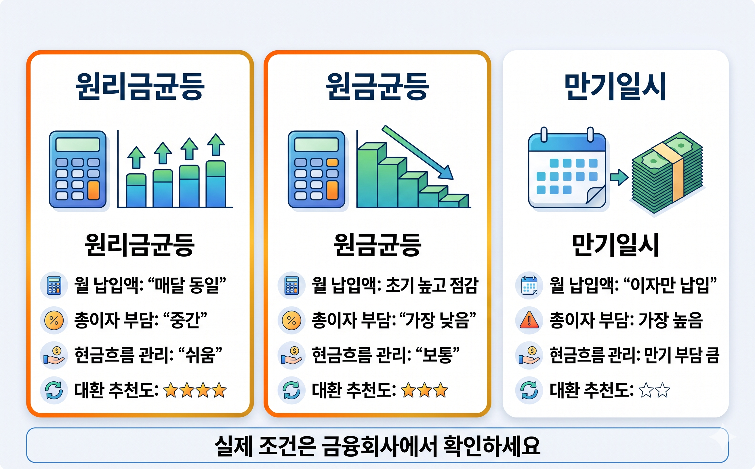 상환방식별 상환부담액 인포그래픽