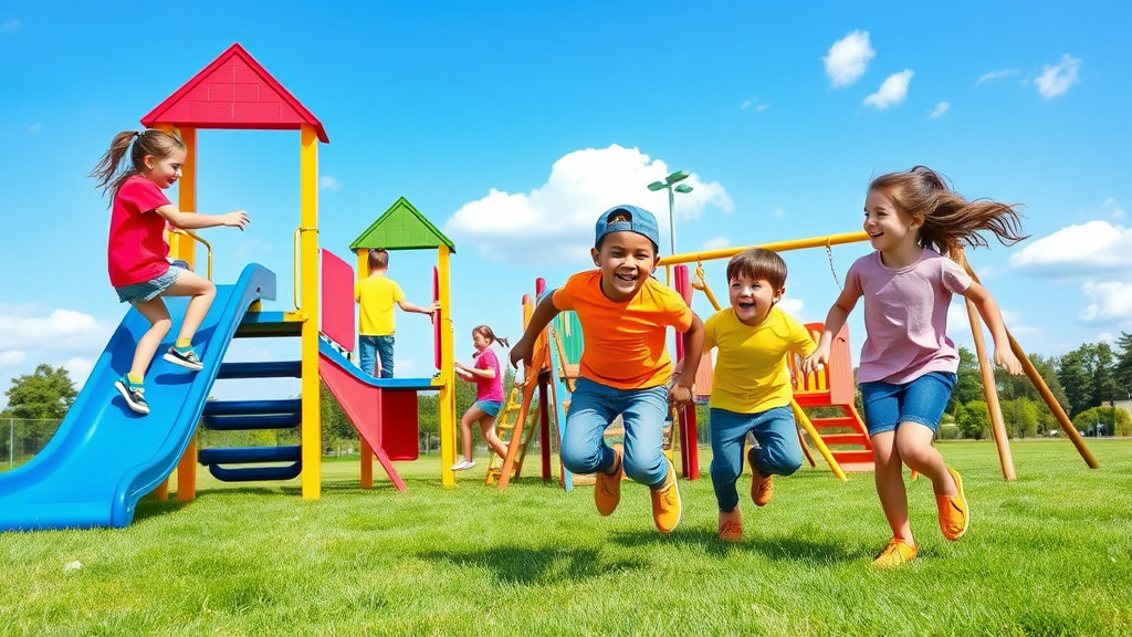 놀이터에서 아이들 뛰어노는 모습