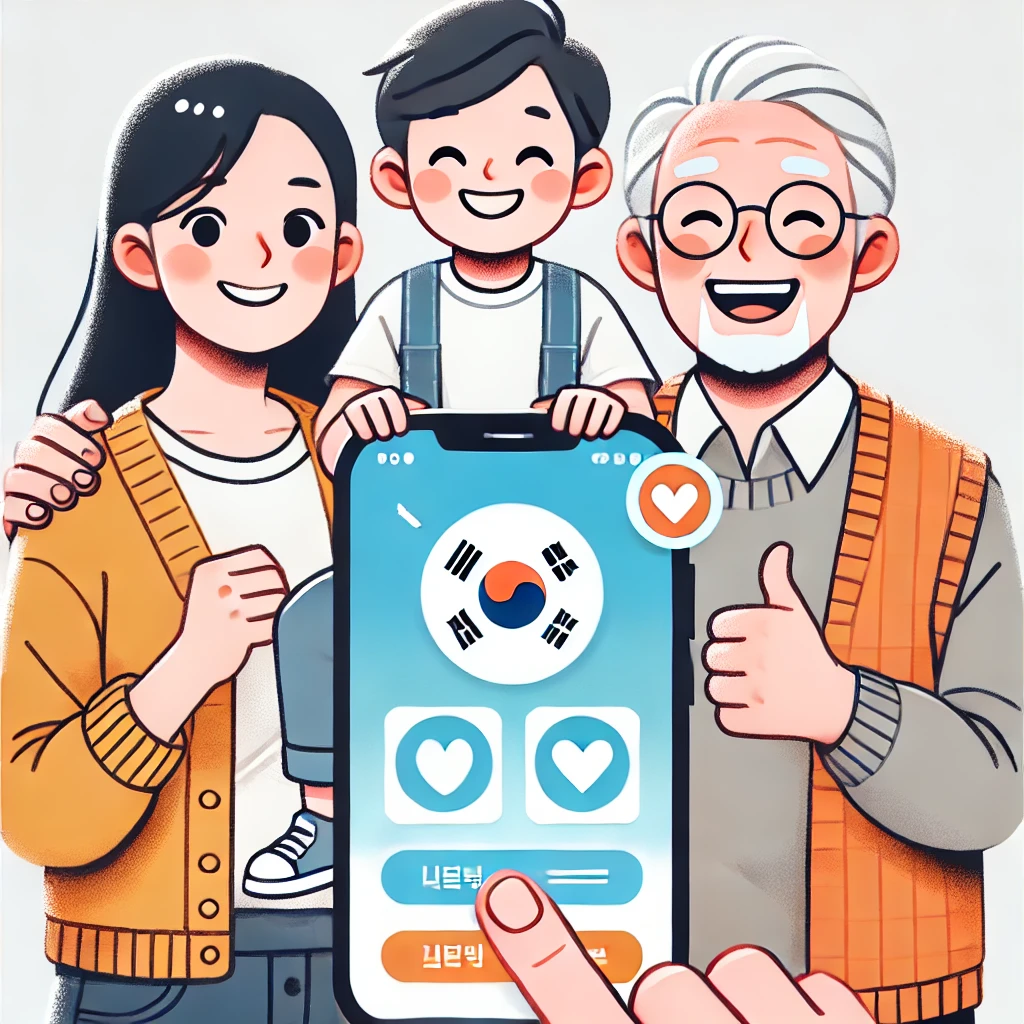 복지 혜택 앱 사용 장면을 따뜻하고 직관적으로 표현