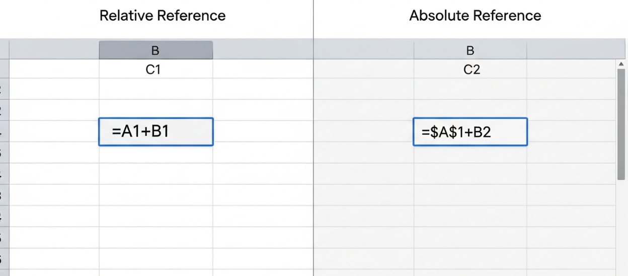 엑셀과 구글 시트에서 절대참조와 상대참조 관련 이미지