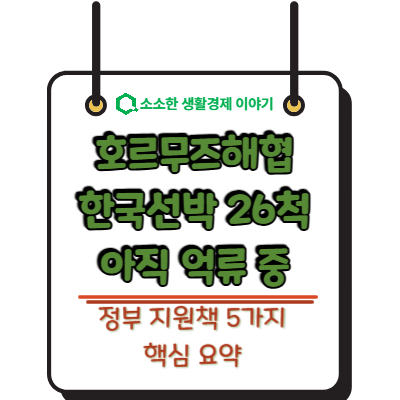 2026 호르무즈 해협 선박 26척 억류, 정부 지원책 5가지 핵심 요약