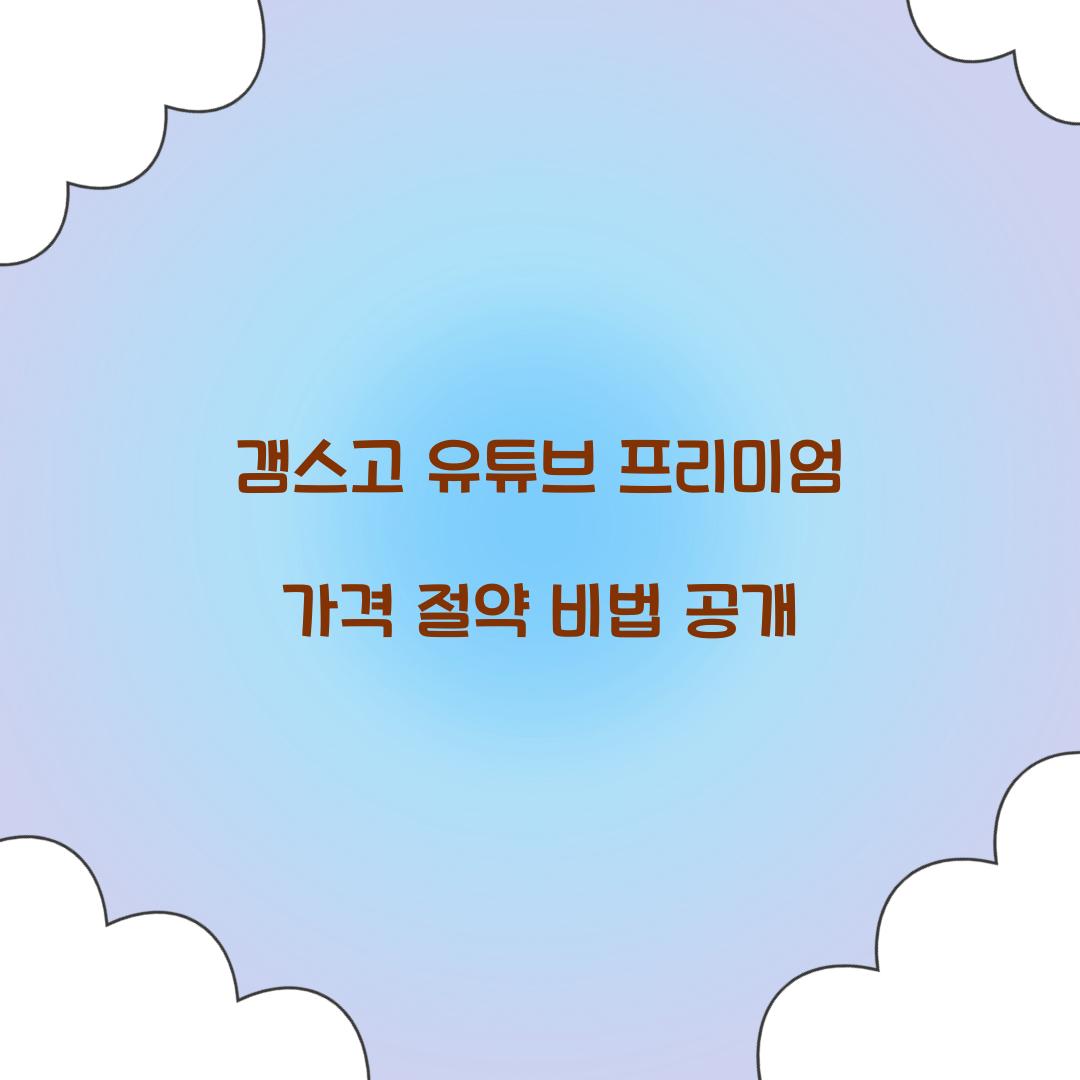 갬스고 유튜브 프리미엄 가격